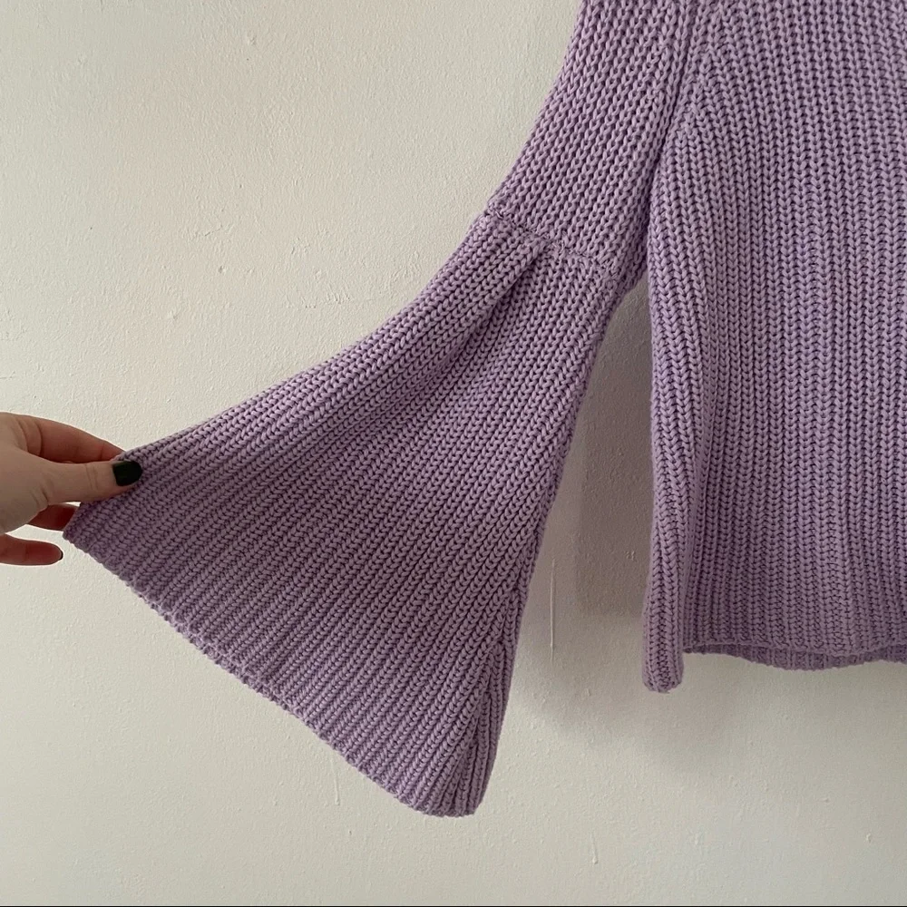 Free People Damsel Bell Sleeve Cropped Sweater Oversized - Picture 3 of 6